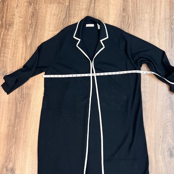 Lord & Taylor Long Cardigan Sweater Knit Jacket Black Contrast Edging Sz 2X - Picture 11 of 11